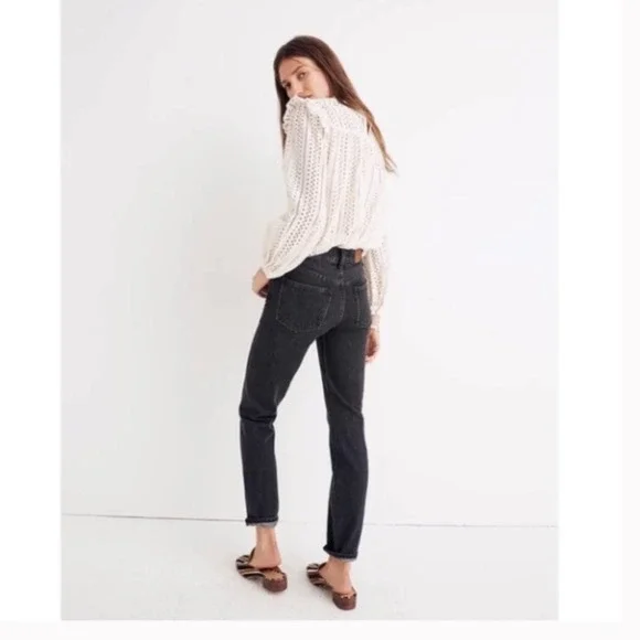 Madewell Perfect Vintage Jean in Roxstone Black Wash Knee-Rip Edition 28 - Picture 10 of 10